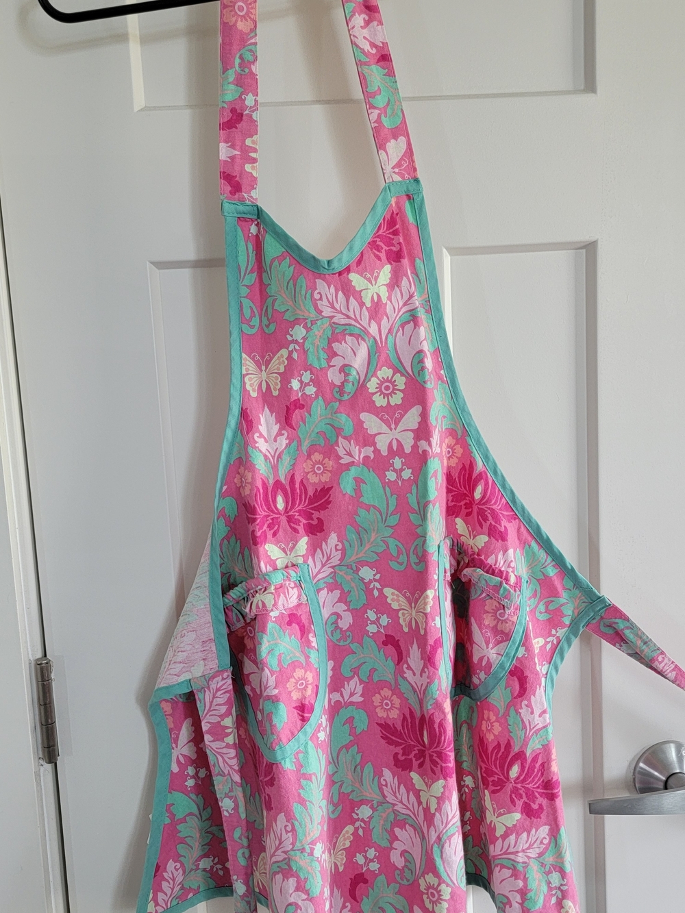 Kids Apron Pink & Teal Floral Butterfly Apron Melissa ANN